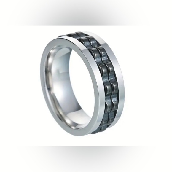 Men's Ring, Anxiety Relief Stainless Steel Gear Fidgets Spinner Rings Size 8-11 - Picture 1 of 3